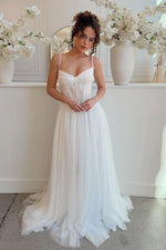Spaghetti Strap Sleeveless A-Line Floor-Length Wedding Dress