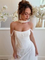 Simple Off the Shoulder Sleeveless A-Line Weddomg Dress