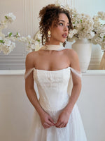 Simple Off the Shoulder Sleeveless A-Line Weddomg Dress