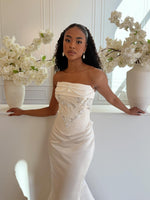 Beaded Applique Strapless Sleeveless Mermaid Wedding Dress
