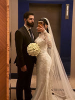 Lace High Neck Long Sleeve Mermaid Floor-Length Wedding Dress
