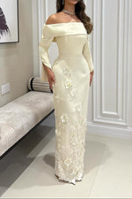 Off the Shoulder Sleeveless Applique Mermaid Evening Dress
