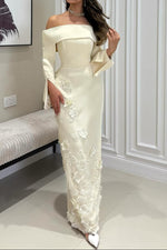 Off the Shoulder Sleeveless Applique Mermaid Evening Dress