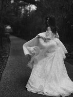 Lace Off the Shoulder Long Sleeve A-Line Floor-Length Wedding Dress