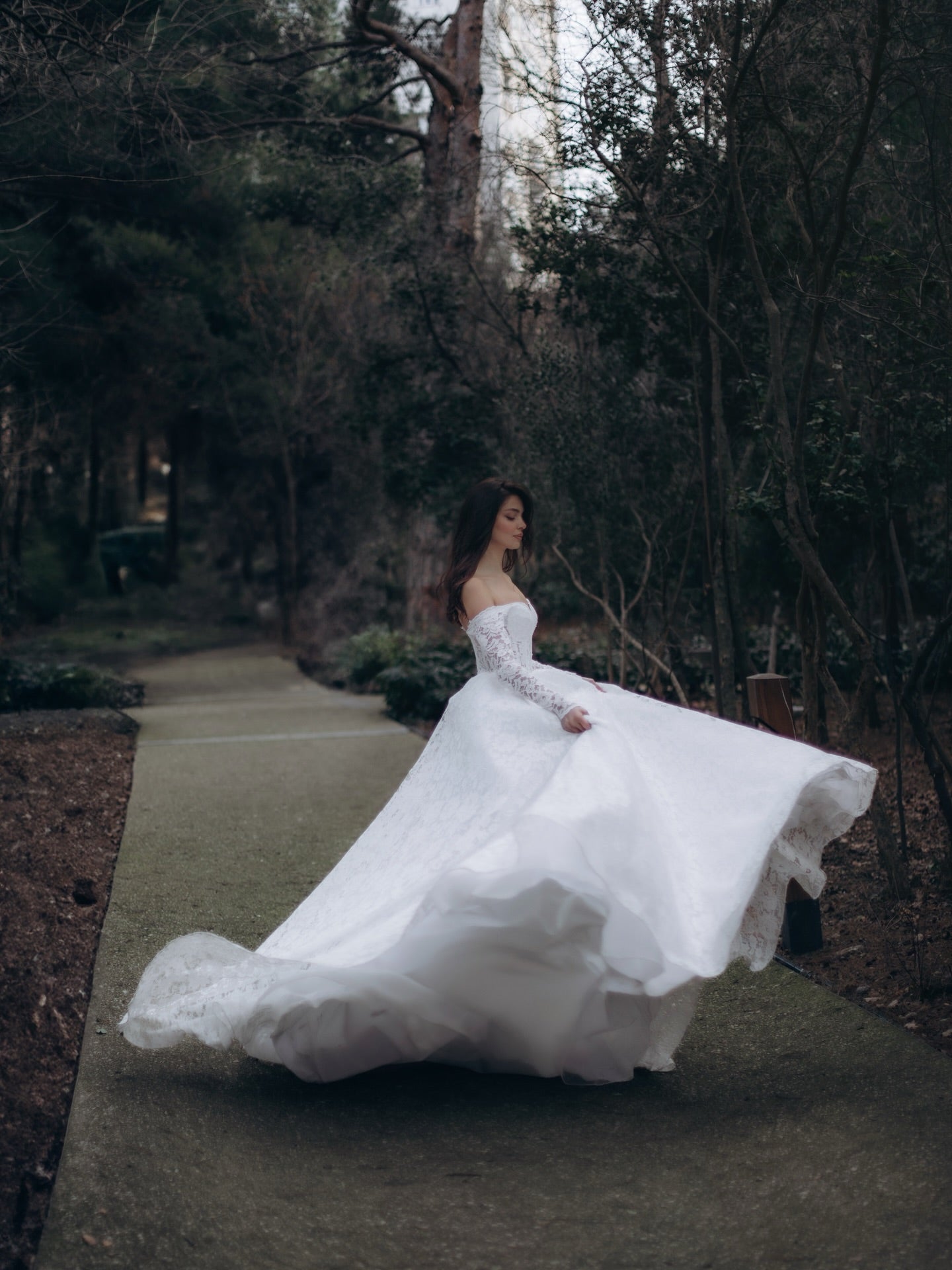 Lace Off the Shoulder Long Sleeve A-Line Floor-Length Wedding Dress