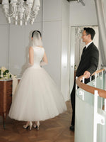 Sleeveless Tulle A-Line Ankle-Length Wedding Dress