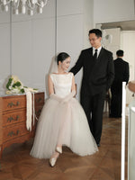 Sleeveless Tulle A-Line Ankle-Length Wedding Dress