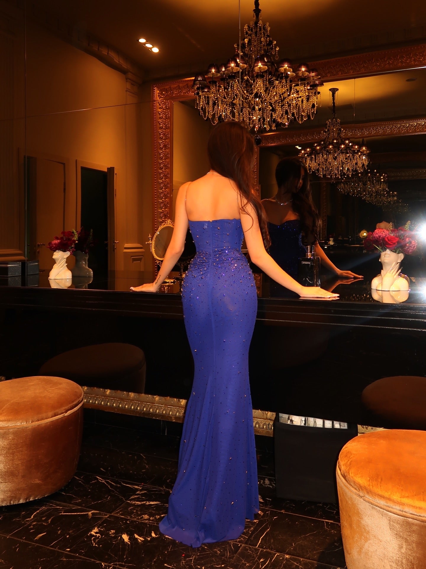 Sweetheart Sparkle Beaded Sleeveless Mermaid Prom Dress