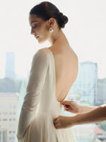 Elegant Long Sleeve Backless A-Line Floor-Length Wedding Dress