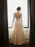 Elegant Long Sleeve Backless A-Line Floor-Length Wedding Dress