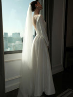 Elegant Long Sleeve Backless A-Line Floor-Length Wedding Dress