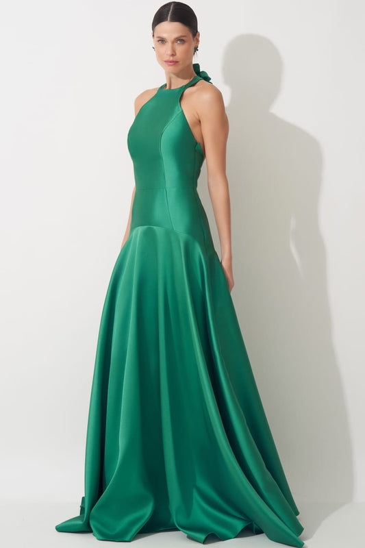 Halter Sleeveless Flowers Backless Mermaid Floor-Length Evening Dress