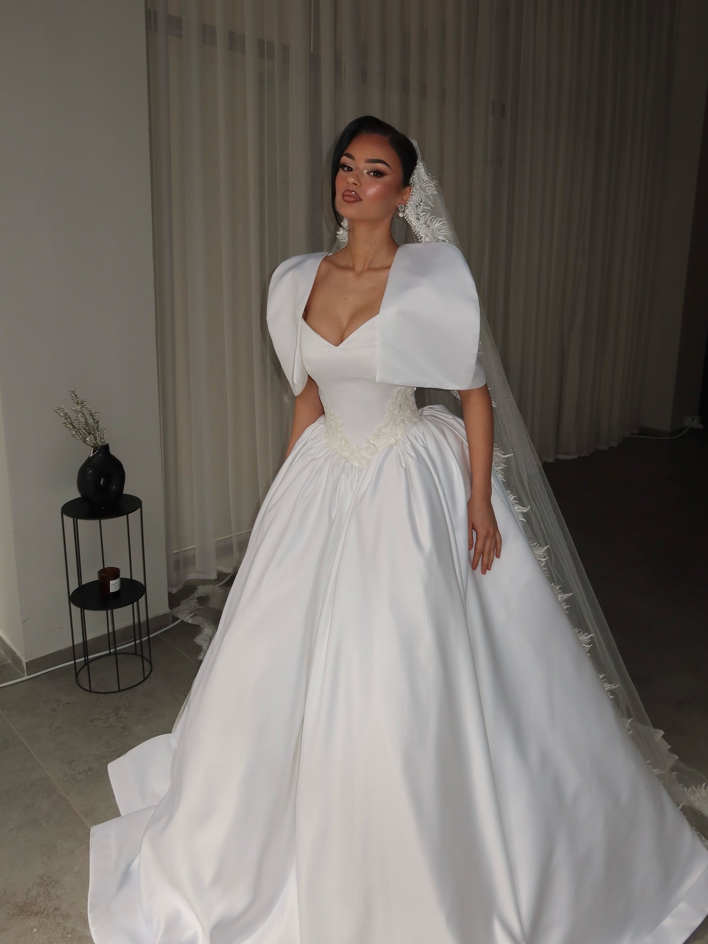 Sweetheart Cape Short Sleeve A-Line Floor-Length Wedding Dress