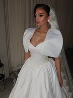 Sweetheart Cape Short Sleeve A-Line Floor-Length Wedding Dress