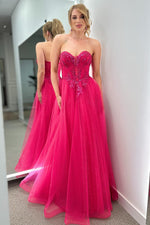 Sweetheart Applique Sleeveless Tulle A-Line Prom Dress