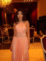 Fashion Beaded Sleeveless Backless A-Line Evening Dress