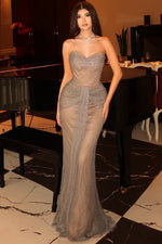 Sequins Sweetheart Sleeveless Mermaid Floor-Length Evening Dress