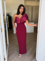 One Shoulder Sleeveless Ruffles Mermaid Ankle-Length Evening Dress