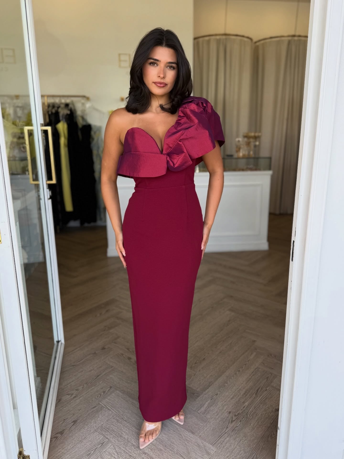 One Shoulder Sleeveless Ruffles Mermaid Ankle-Length Evening Dress