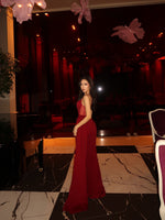 Spaghetti Strap Sleeveless Sheer Mermaid Side Slit Evening Dress