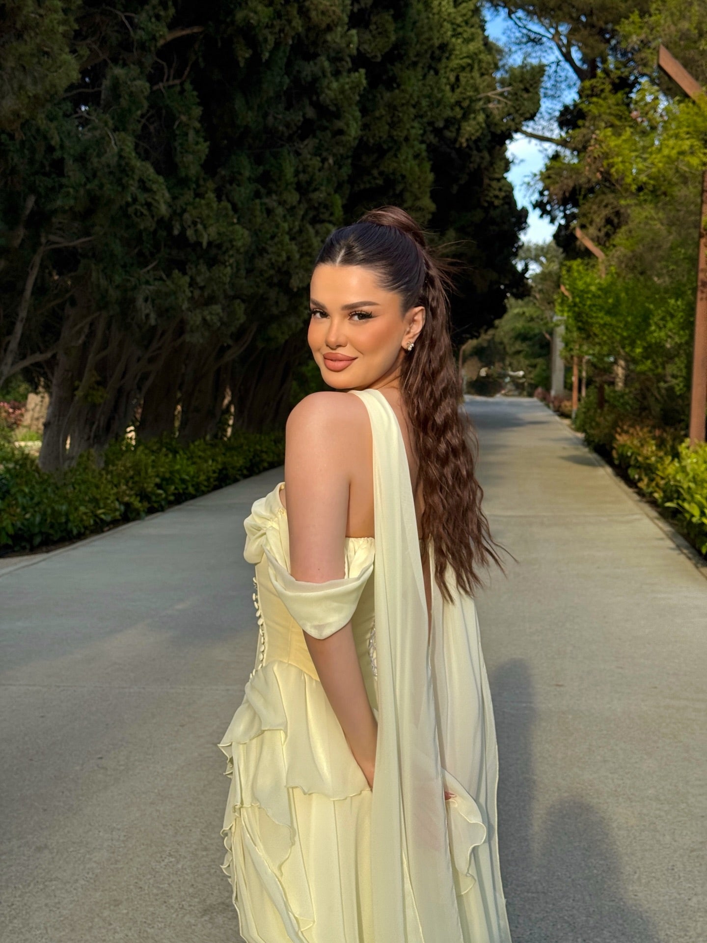 Off the Shoulder Yellow Sleeveless A-Line Tassel Prom Dress