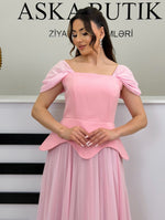 Pink Square Neck Sleeveless A-Line Floor-Length Evening Dress