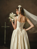 Vintage Satin Corset Ball Gown Wedding Dress