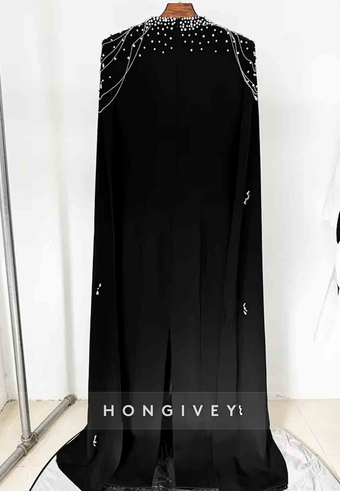 Long Sleeves A-Line Floor-Length Empire Evening Gown with Rhinestone