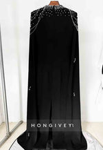Long Sleeves A-Line Floor-Length Empire Evening Gown with Rhinestone