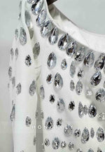 Off the Shoulder Floor-Length Long Sleeves Mermaid Evening Gowns with Rhinestone