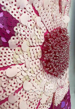 Floral Column Short Sleeves Cocktail Dresses Fuchsia Wedding Guest Dress