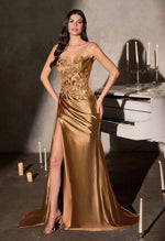 Applique Sweetheart Mermaid Sleevless Side Slit Prom Dress Floor-Length