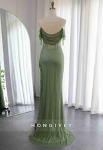 Off the Shoulder Glitter Floor-Length Tassel Prom Dresses with Side Slit