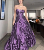 Pretty Forest Green A-Line Long Prom Dresses With Silver Beads Sweet Strapless Satin Evening Dresses