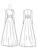 Elegant Formal Dress Black White Long Sleeve Satin A-Line Evening Gowns