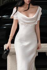 Elegant Mermaid Off the Shoulder Ivory Long Prom Dress with Ruffles