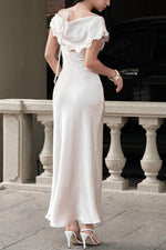 Elegant Mermaid Off the Shoulder Ivory Long Prom Dress with Ruffles