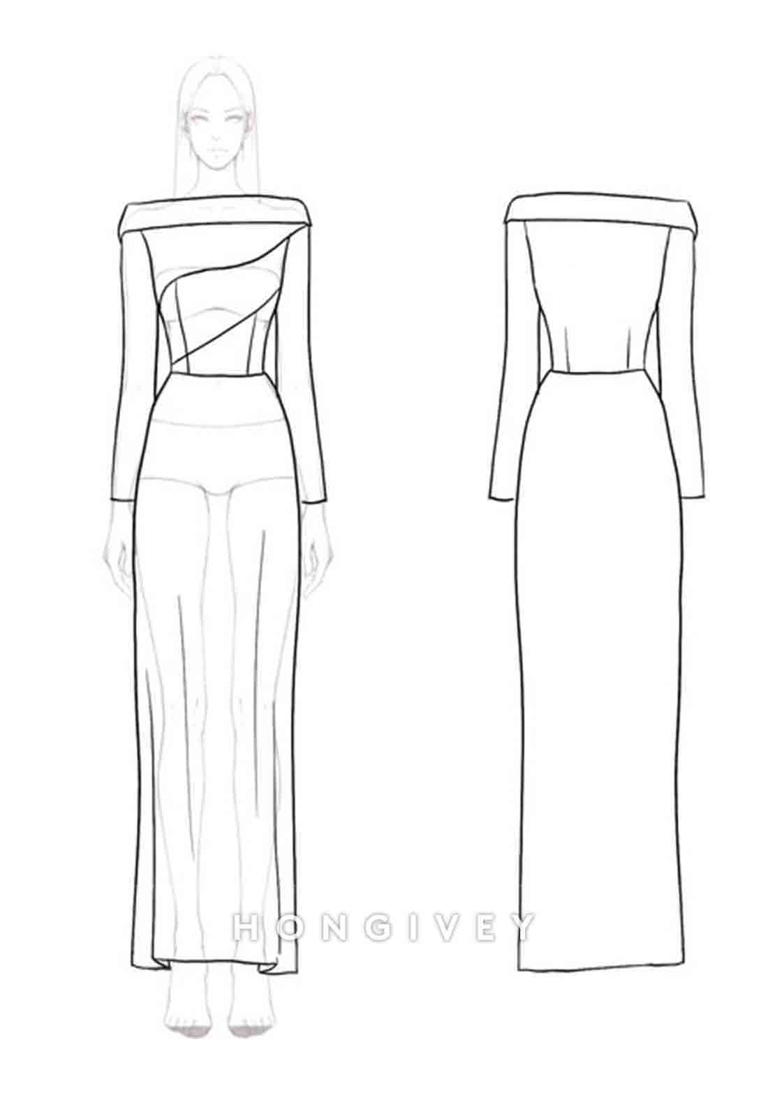 Elegant Purple Dress Ankle-Length Long Sleeve Layered Slim Maxi Dress