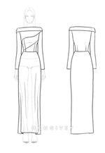 Elegant Purple Dress Ankle-Length Long Sleeve Layered Slim Maxi Dress