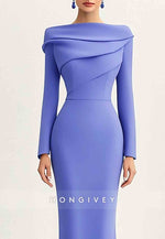 Elegant Purple Dress Ankle-Length Long Sleeve Layered Slim Maxi Dress