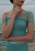 One Shoulder Evening Gowns Floor-Length Glitter Pleated Mermaid Maxi Dress