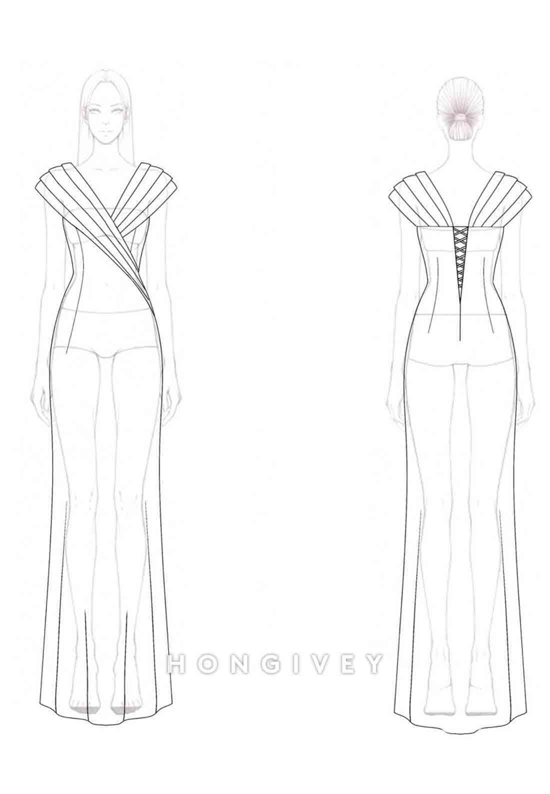 Evening Sequin Dress Black-Gold Cap Sleeves V-Neck Floor-Length Gown