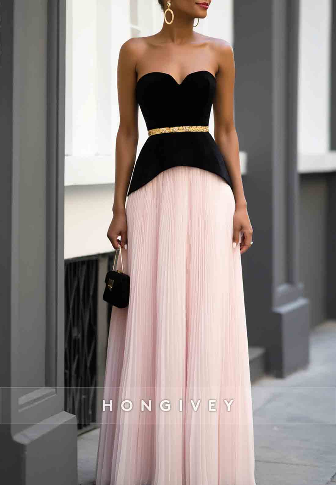Elegant Sweetheart Strapless Crisscross Back Floor-Length A-Line Evening Gowns