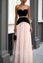 Elegant Sweetheart Strapless Crisscross Back Floor-Length A-Line Evening Gowns