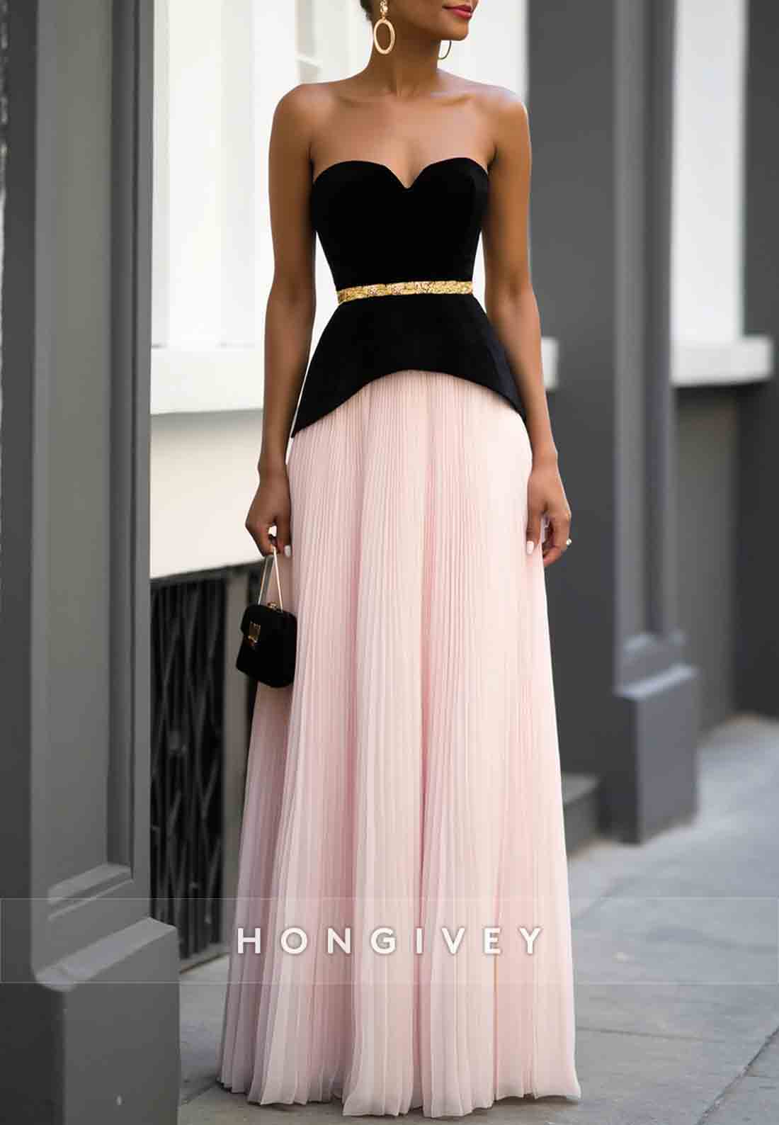 Elegant Sweetheart Strapless Crisscross Back Floor-Length A-Line Evening Gowns