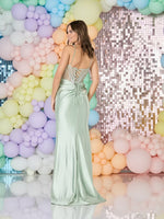 Spaghetti Straps Beaded Sleeveless Sheer Mermaid Side Slit Prom Dress