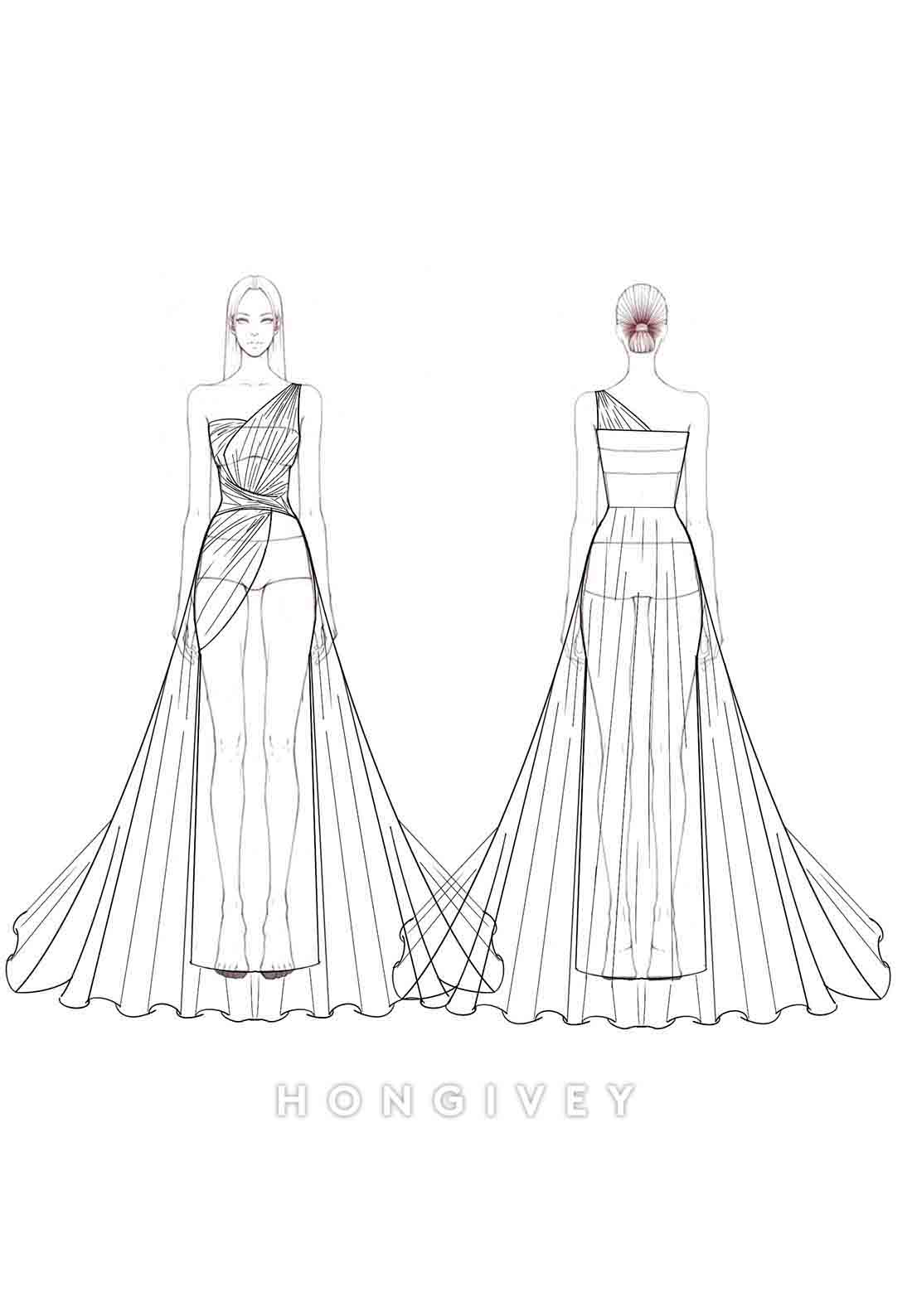 Sheath Evening Gown Champagne One Shoulder Satin Floor-Length Formal Dress