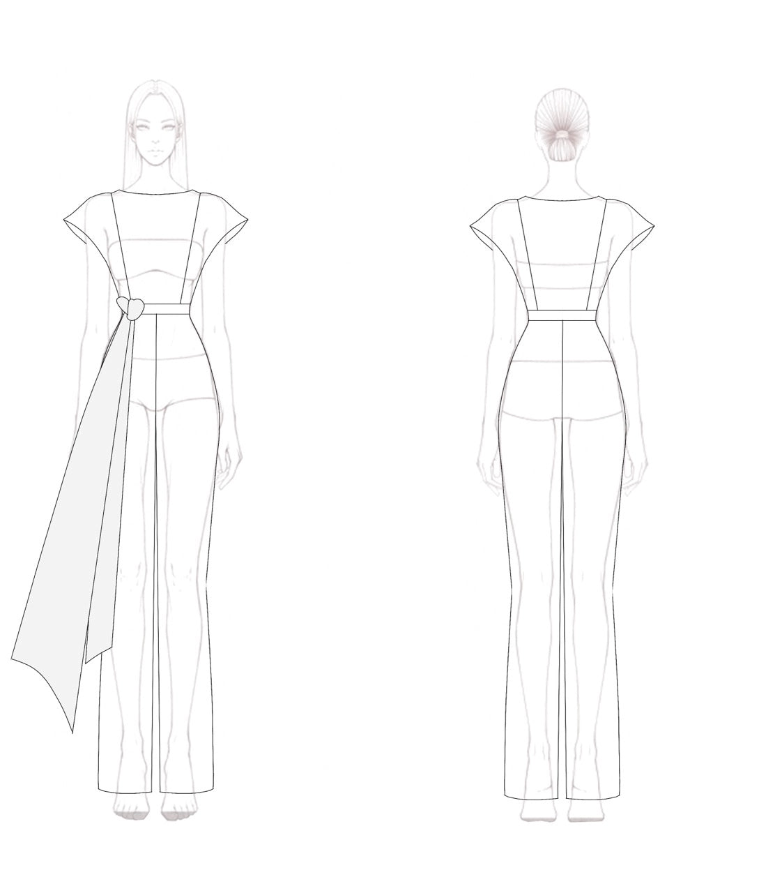 Formal Evening Jumpsuit White Large Bow Silver Waistband Long Pants