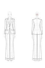 Formal Work Suit Set White Long Sleeve Straight Pants Suit