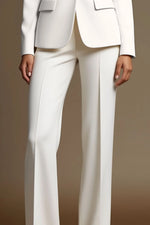 Formal Work Suit Set White Long Sleeve Straight Pants Suit